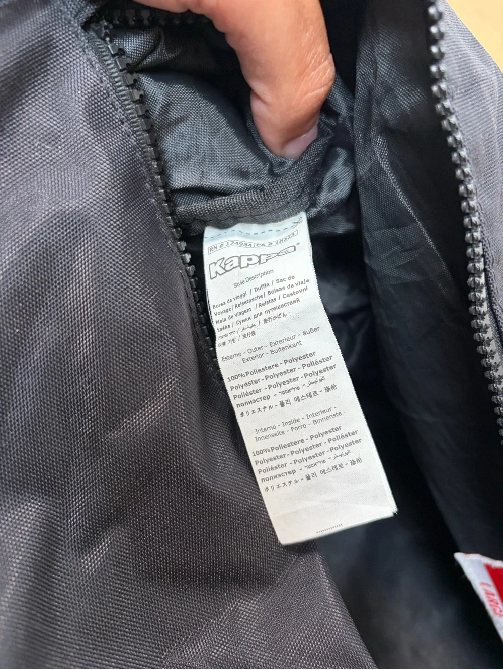 Kappa Angan Large Black Duffel Bag